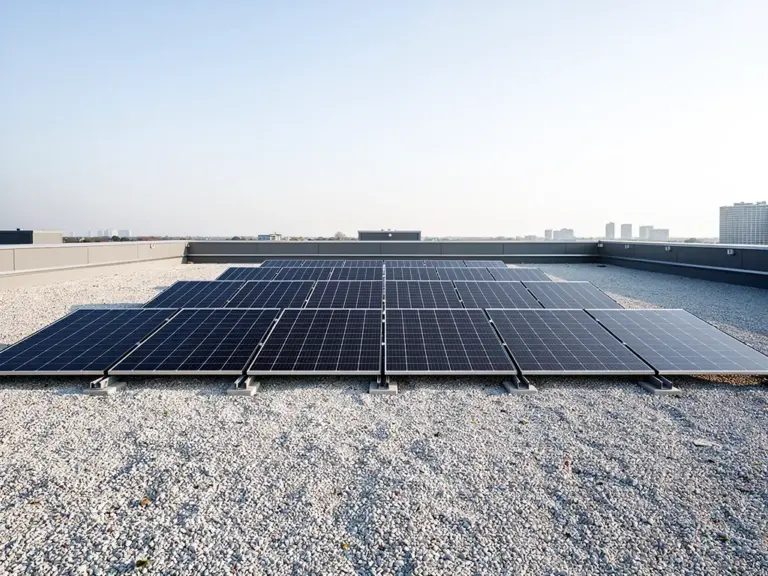 Photovoltaik und Brandschutz: Welche gesetzlichen Vorgaben gelten? Photovoltaik-Anlage auf einem Dach mit Blick auf Brandschutzvorgaben und Sicherheitsstandards