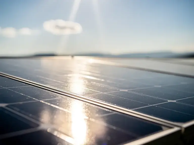 Diagramm der Funktionsweise der Photovoltaik: Sonnenstrahlung zu elektrischem Strom