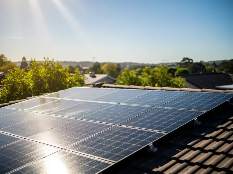Hintergrundinformationen zur Photovoltaik-Solaranlage Beitragsbild mit Solarzellen und Sonnenlicht zur Photovoltaik Hintergrundinformation
