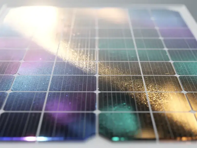 Solarzelle aus Silizium wandelt Sonnenlicht effizient in elektrische Energie um