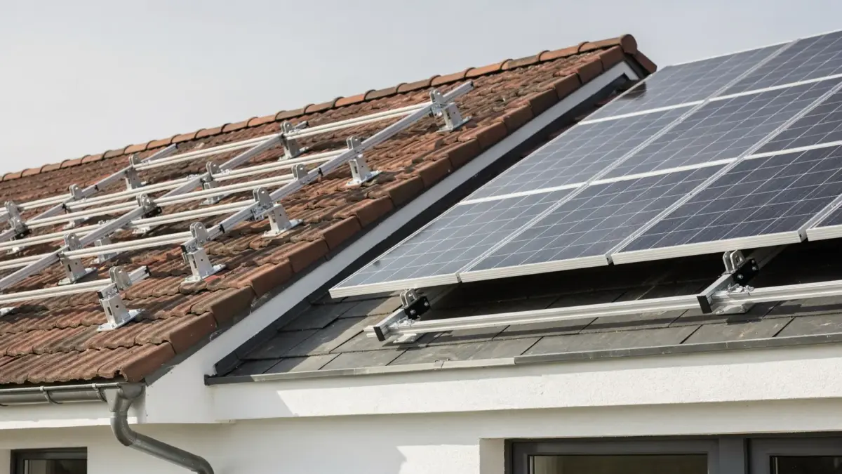 PV-Anlage auf Schräg- und Flachdach mit Dachhaken und Aufständerung
